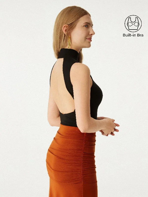 Thermal Mock Neck Open-Back Brami Top