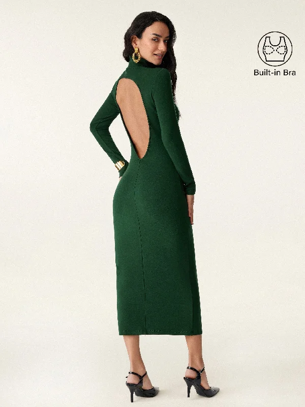 Mockneck Open-Back Bandless Brami Dress