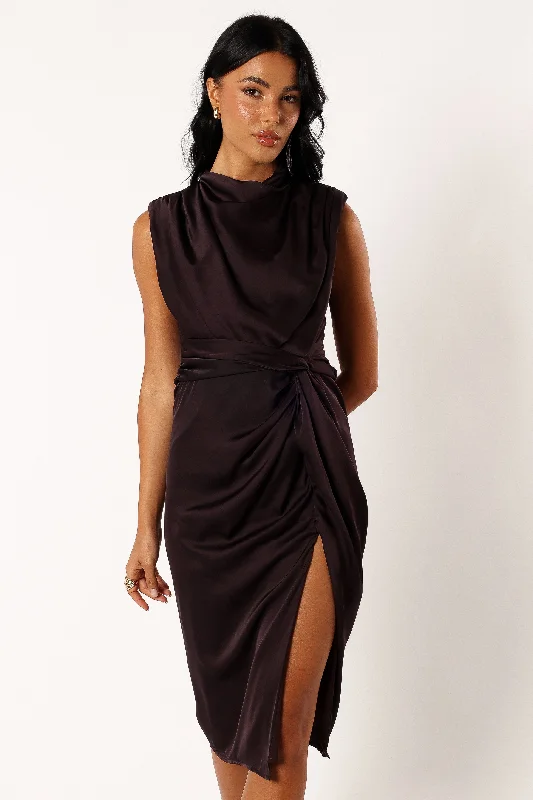 Dina Midi Dress - Black Coffee