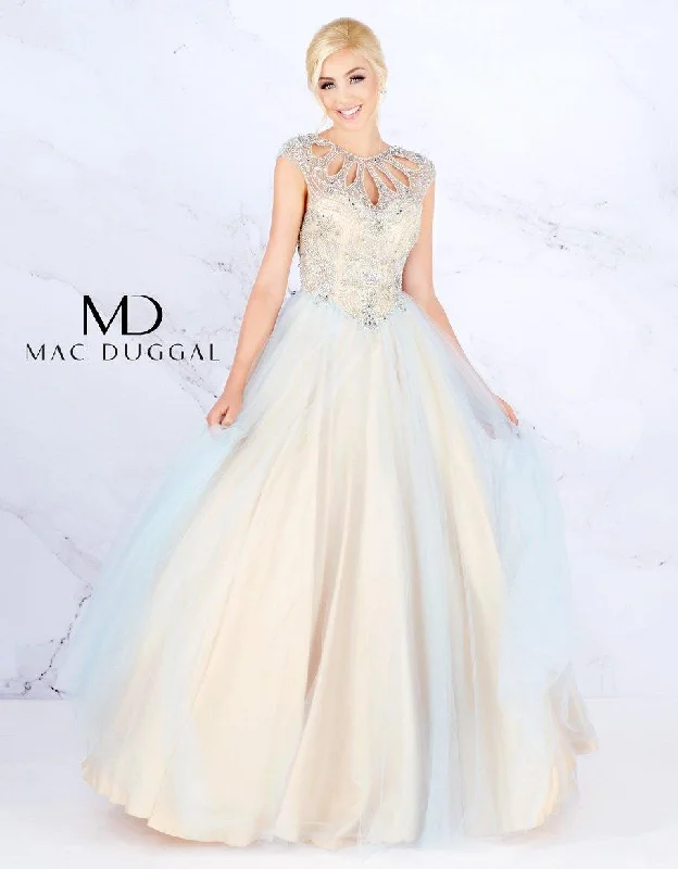 Mac Duggal 40750 Prom Long Cap Sleeve Ball Gown