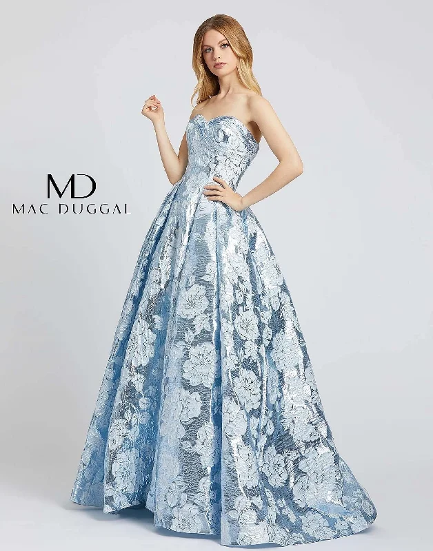 Mac Duggal 66947 Prom Long Strapless Floral Ballgown