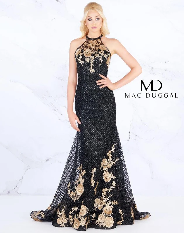 Mac Duggal 30578 Long Formal Halter Prom Dress