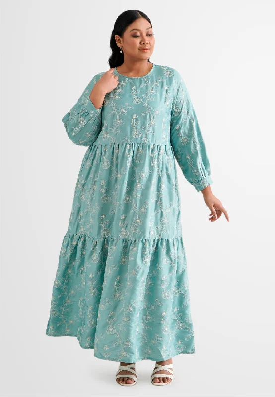 Eden Embroidery Tiered Long Dress