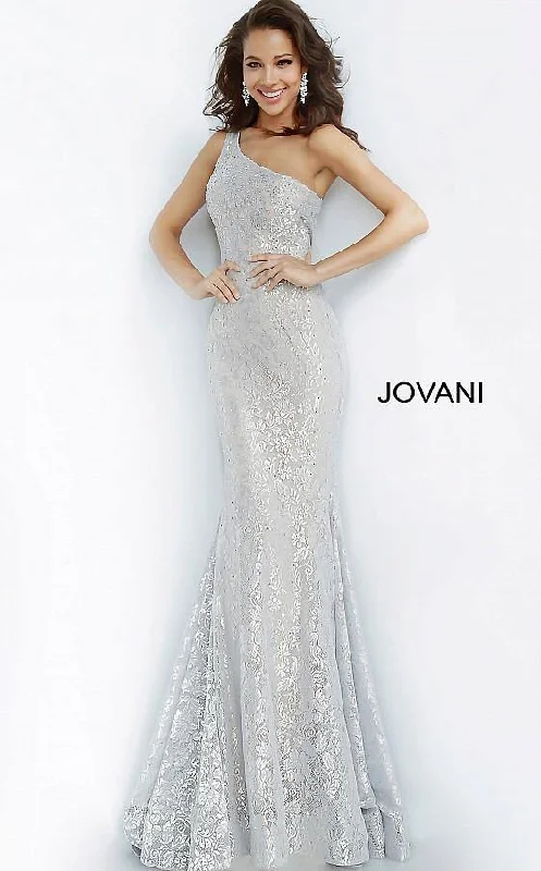 Jovani 00353 Prom Long Formal One Shoulder Lace Gown