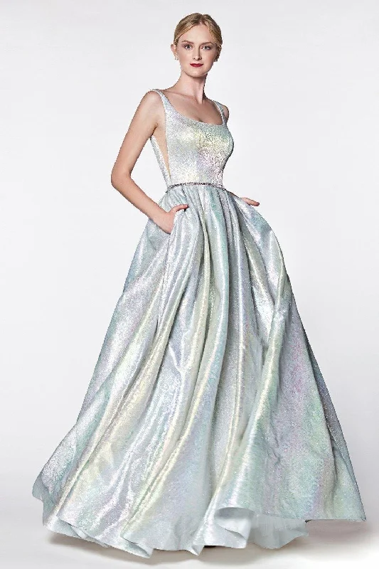 Cinderella Divine KC880 Long Metallic Prom Dress