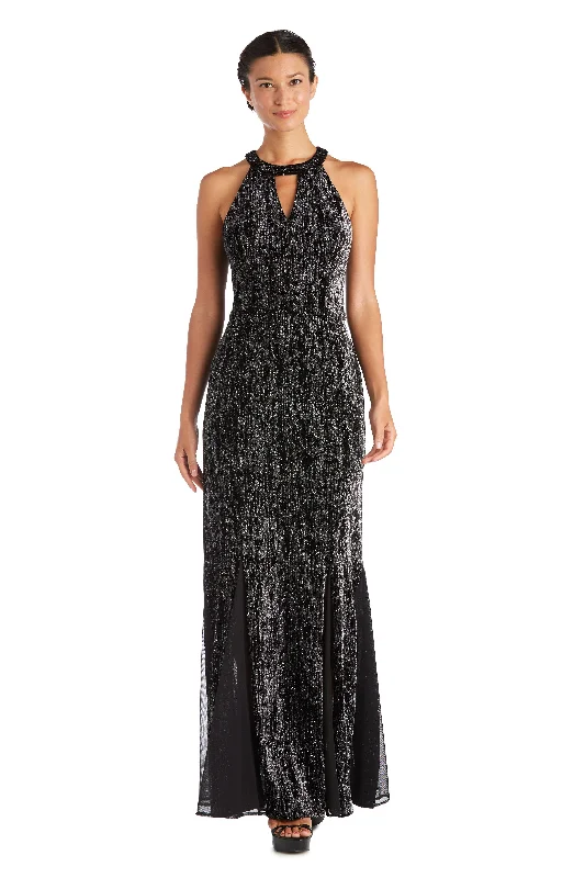 Nightway Long Formal Petite Halter Dress 21996P