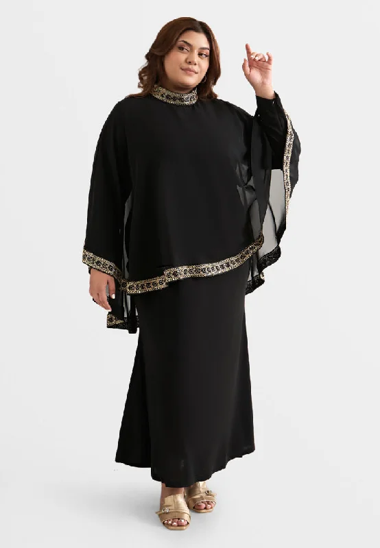 Permaisuri Elegant Trim Cape Jubah Dress