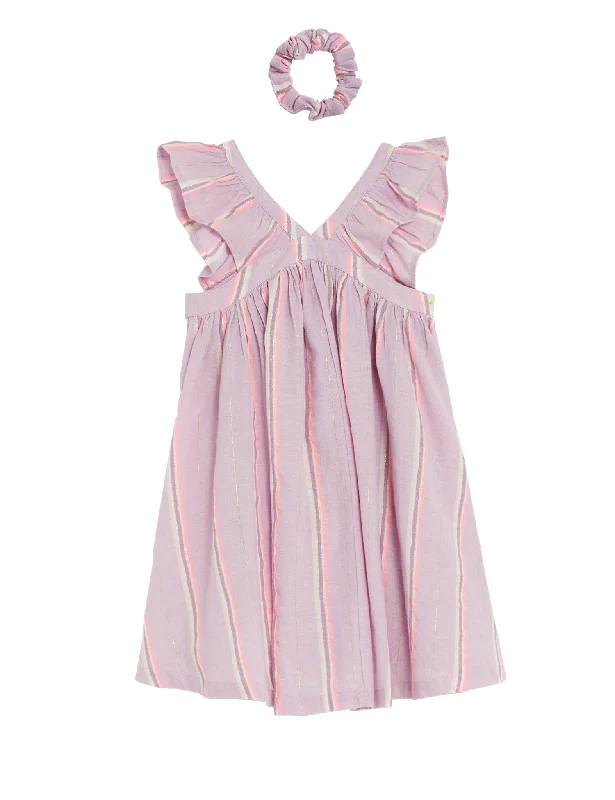 Pure Cotton Striped Dress with Scrunchie