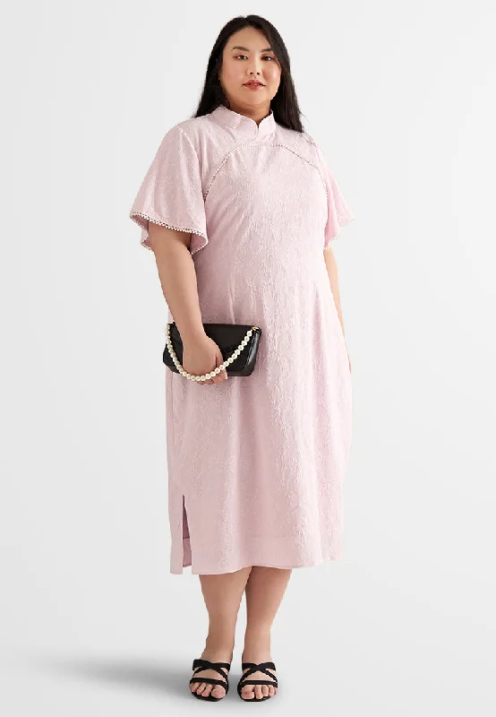 Dailu Textured Flared Sleeves Cheongsam Dress