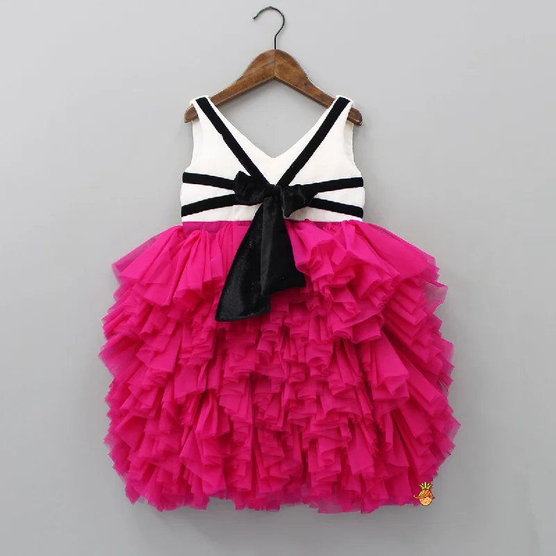 Pin Tuck Detailed Ruffle Frilly Party Scuba Dress