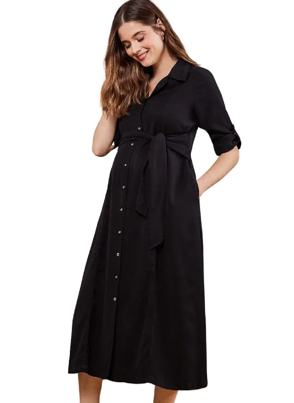 Kelsy Maternity Dress with Tencel - Black