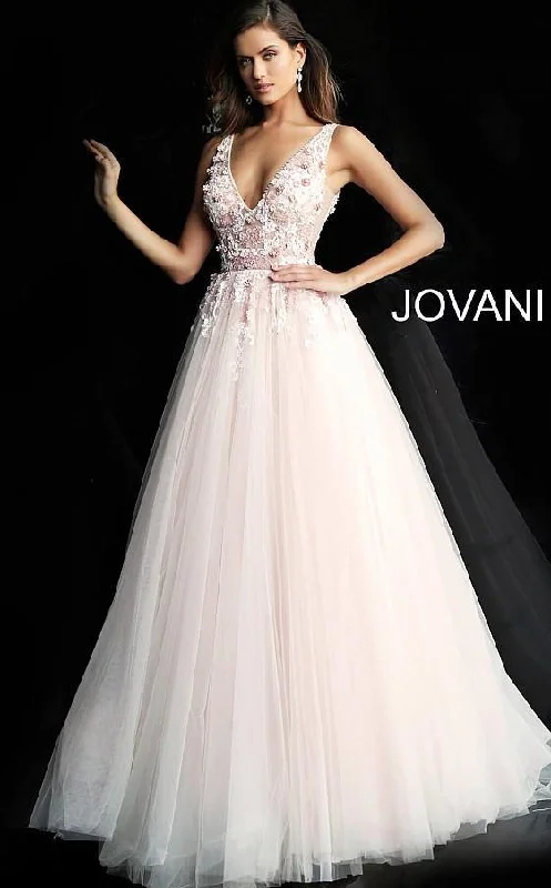 Jovani 61109 Prom Long Floral Applique Ball Gown