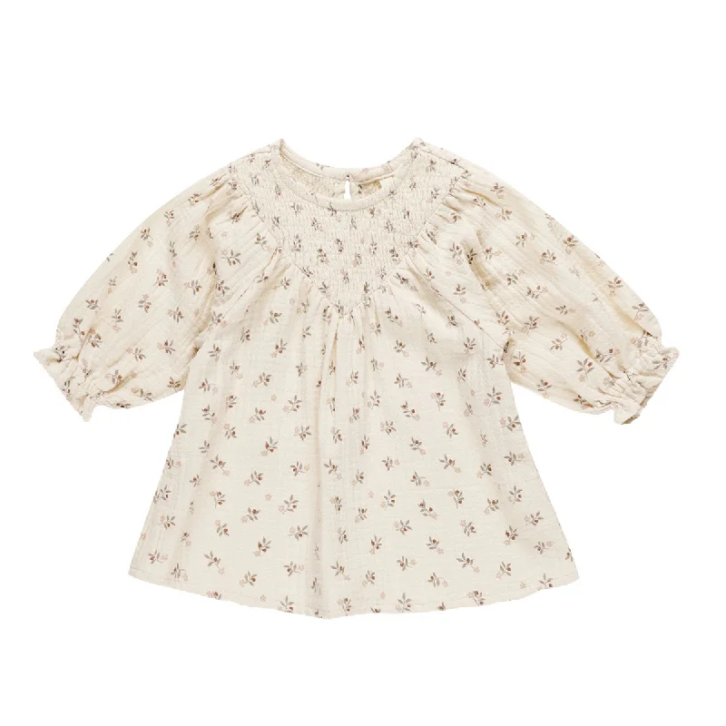 Quincy Mae V Smocked Dress - Holly Berry