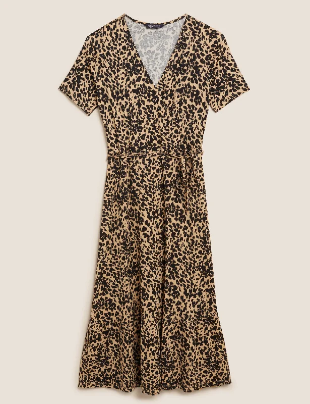 Jersey Ditsy Floral Midi Wrap Dress