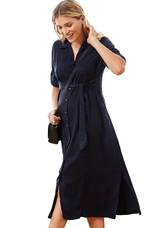 Kelsy Maternity Dress with Tencel - Navy