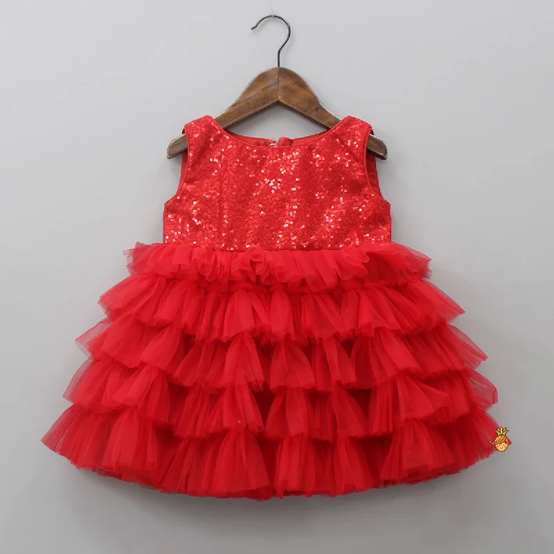 Sequin Work Ruffle Frills Tiered Dress