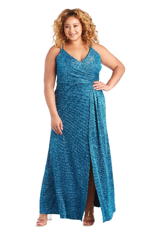 Morgan & Co 12841WM Plus Size Long Metallic Dress