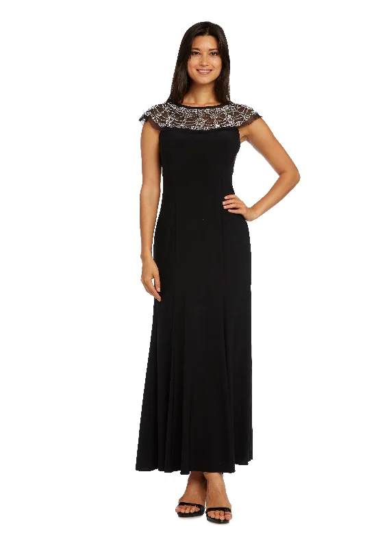 R&M Richards 8777P Long Formal Petite Beaded Dress