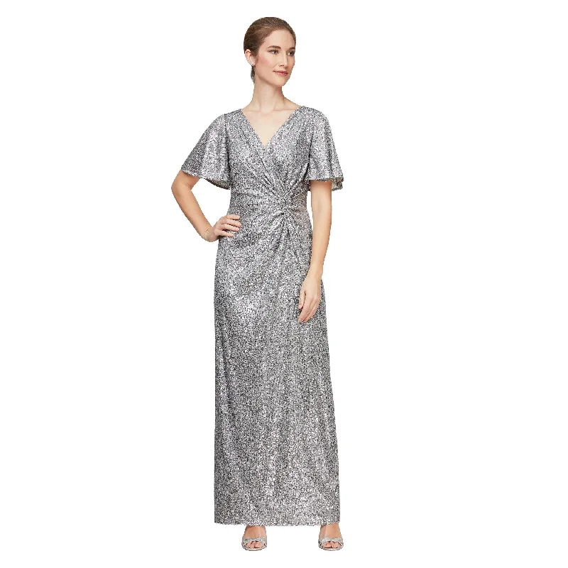 Alex Evenings AE8196677 Long Formal Flutter Sleeve Gown