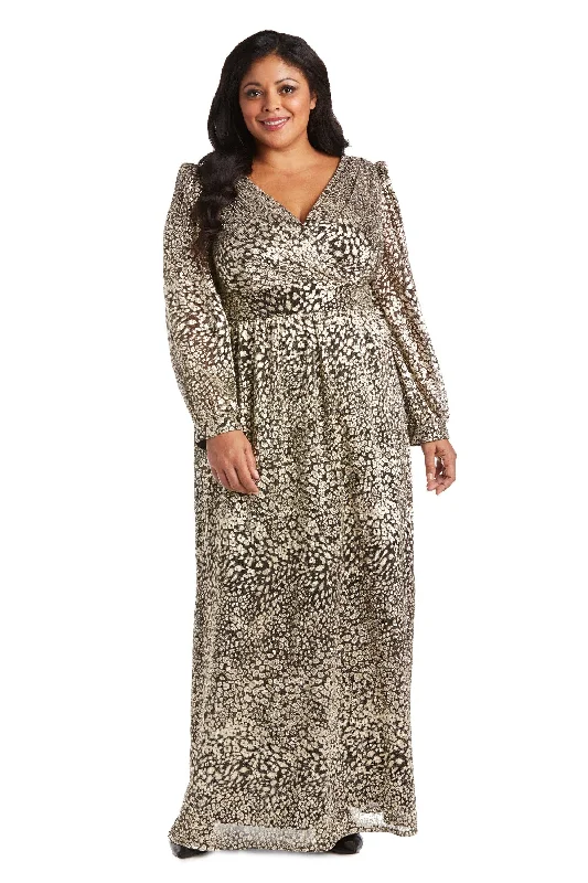 R&M Richards 2462W Long Plus Size Metallic Dress Sale