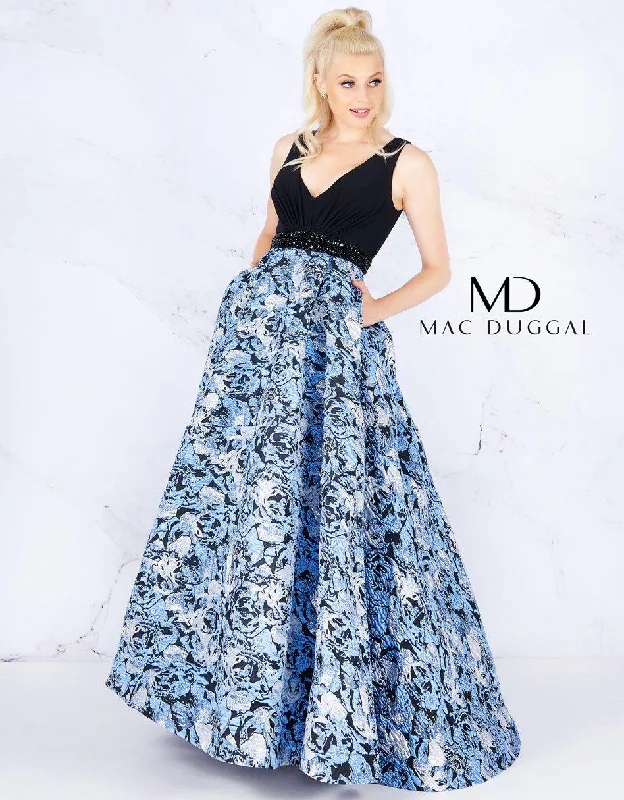 Mac Duggal 55226 Prom Long Printed Ball Gown