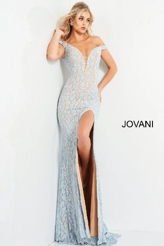 Jovani 06096 Prom Long Off the Shoulder Lace Dress