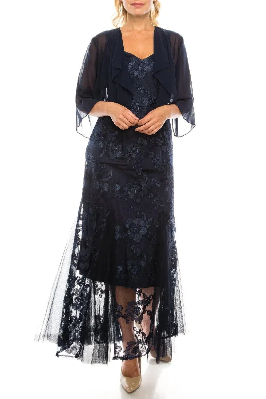 Alex Evenings 8217899 Long Formal Chiffon Jacket Dress