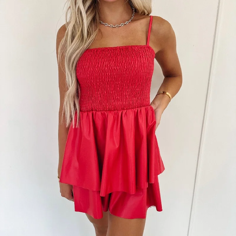 Caroline Romper - Red