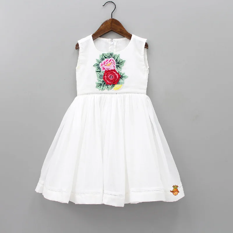 Pre Order: Floral Embroidered White Dress