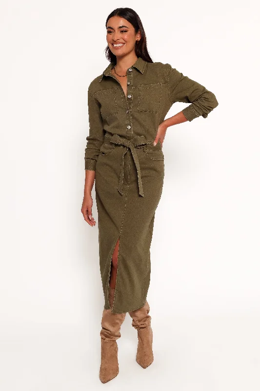 Cortney Long Sleeve Maxi Dress - Olive