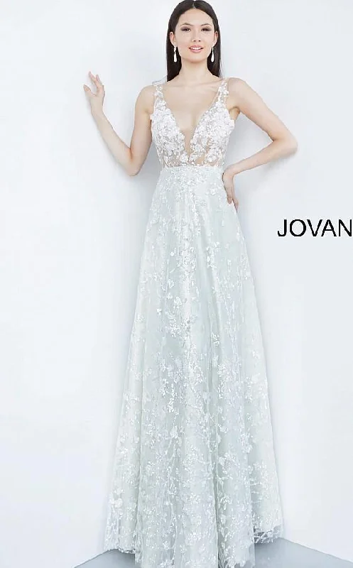 Jovani 03462 Prom Long Sleeveless Sheer Bodice Gown