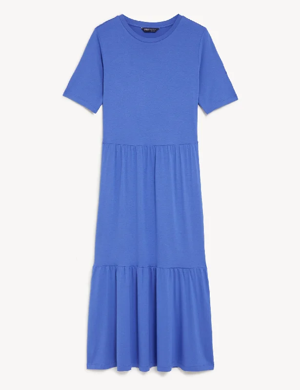 Jersey Tiered Midi Dress