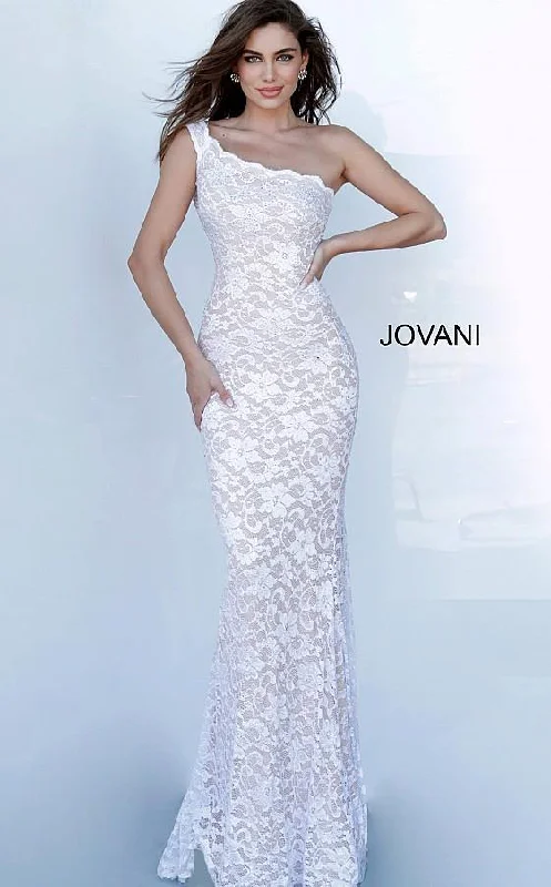 Jovani 02169 Lace One Shoulder Prom Dress