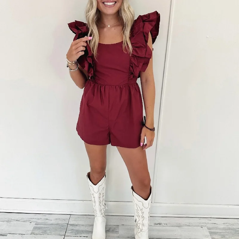 Rachel Romper - Burgundy