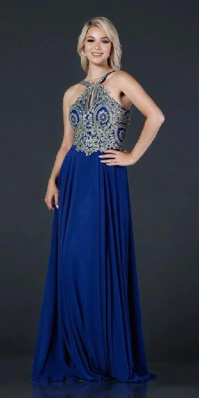 Long Formal Halter Chiffon Evening Prom Dress