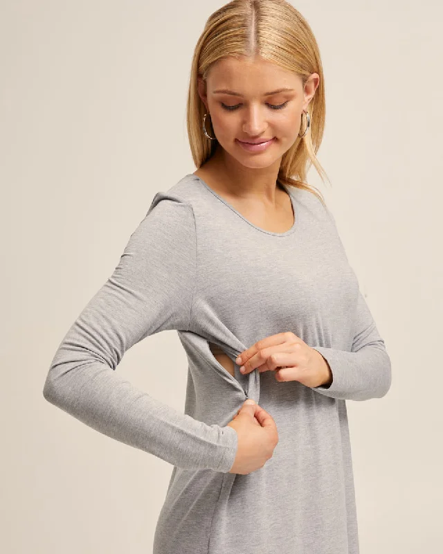 Tshirt Nursing Dress - Grey Marle