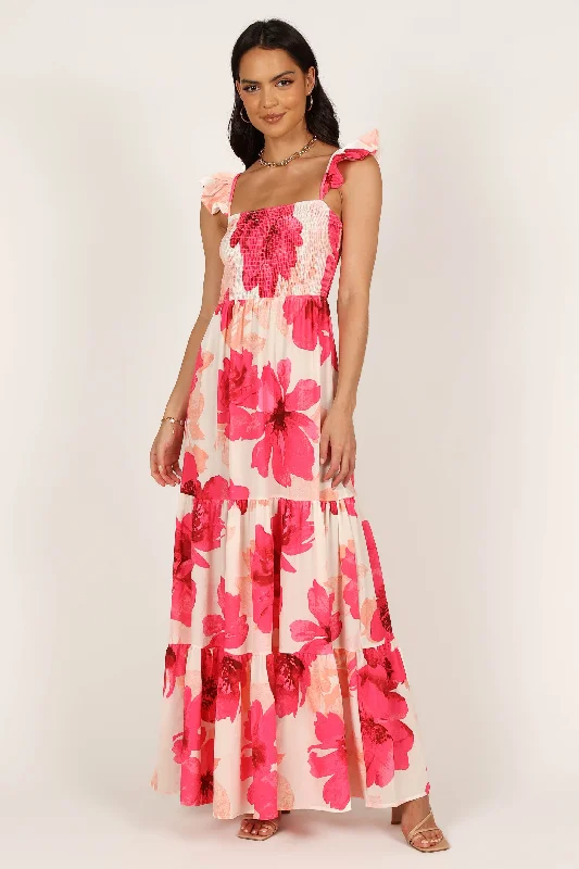 Tilly Shirred Maxi Dress - Pink