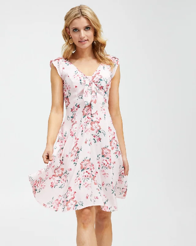 Tie Front Nursing Dress - Pink Floral