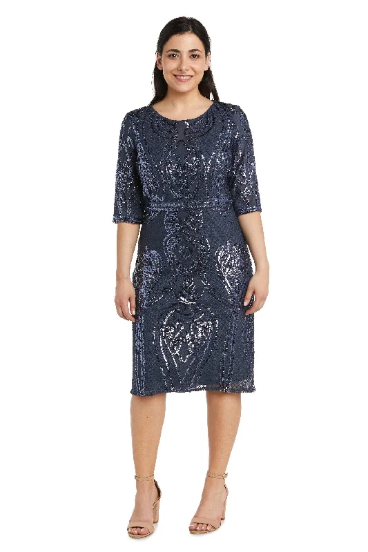 R&M Richards 7434P Petite Long Sleeve Short Dress