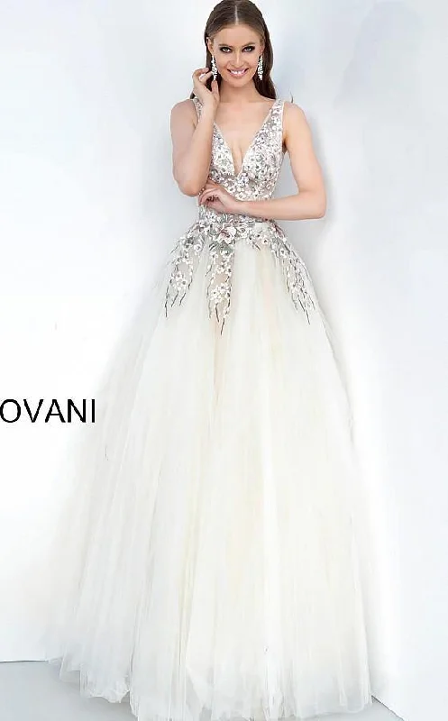 Jovani 1816 Multi Embellished V Neck Prom Ballgown