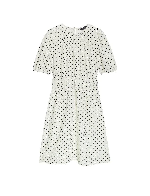 Polka Dot Textured Mini Smock Dress