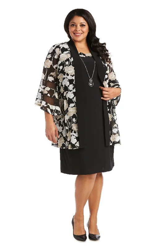 R&M Richards 7509W Short Plus Size Print Jacket Dress