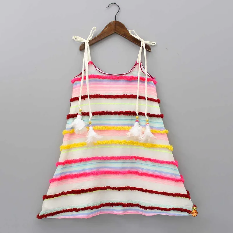 Pre Order: Horizontal Striped Multicolour Strappy Dress