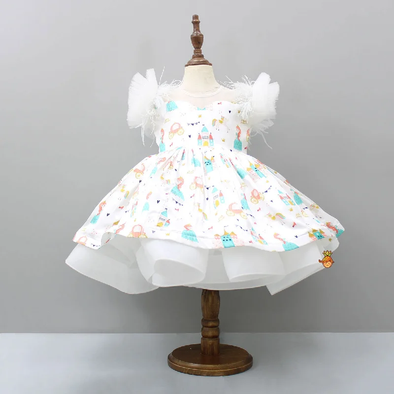 Pre Order: Little Princess Printed White Dress