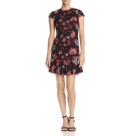 Aidan by Aidan Mattox Short Floral Bodice Cap Sleeve