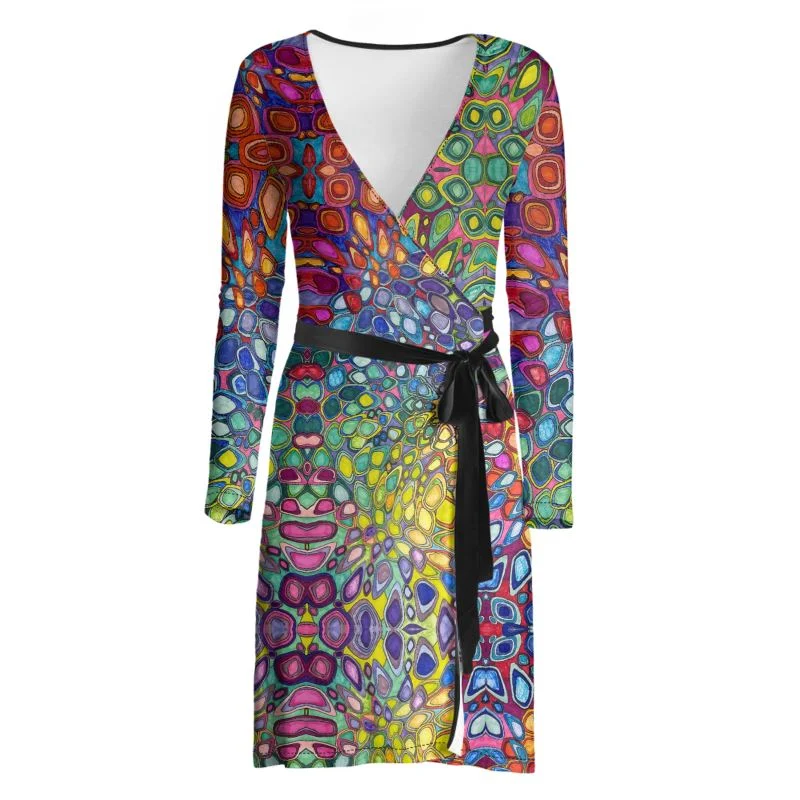 Resident rainbow wrap dress