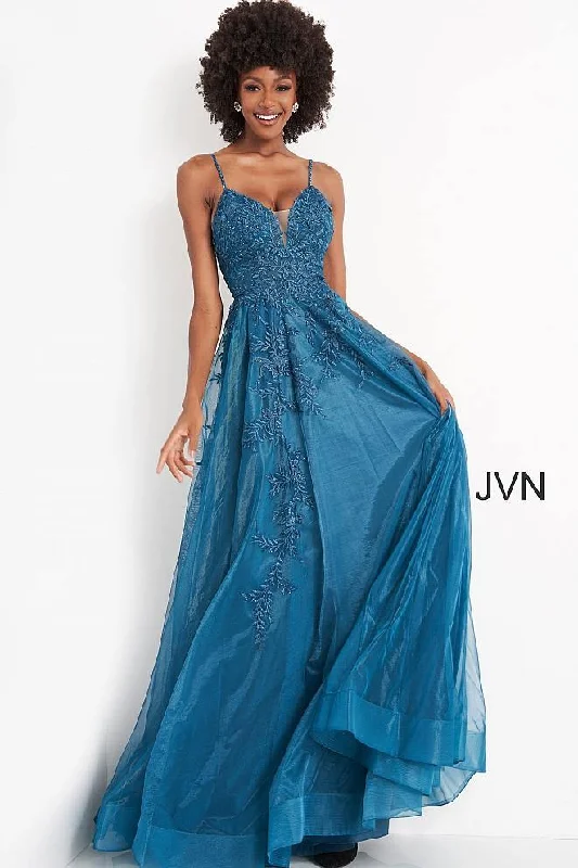 Jovani 02266 Prom Long Spaghetti Strap A Line Dress