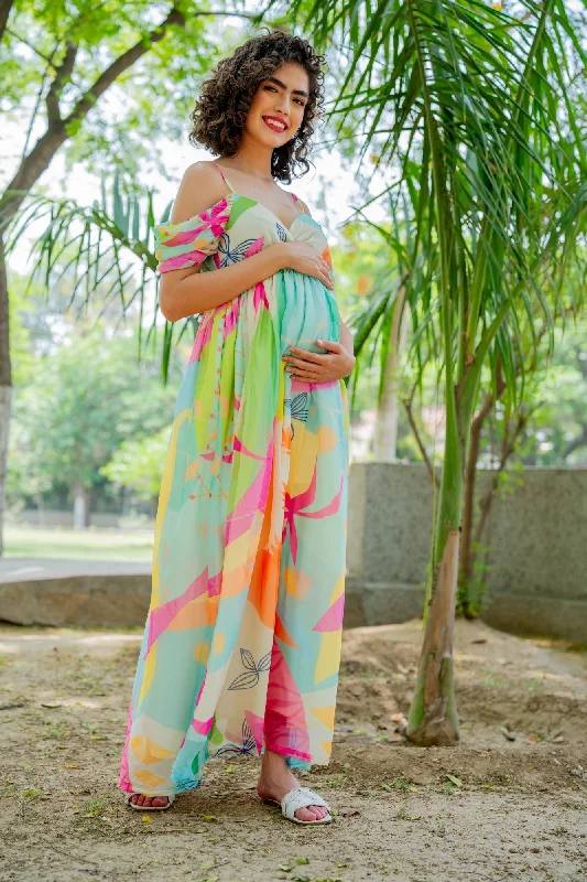 Luxe Adorable Candy Pop Off-Shoulder Maternity Photoshoot Gown