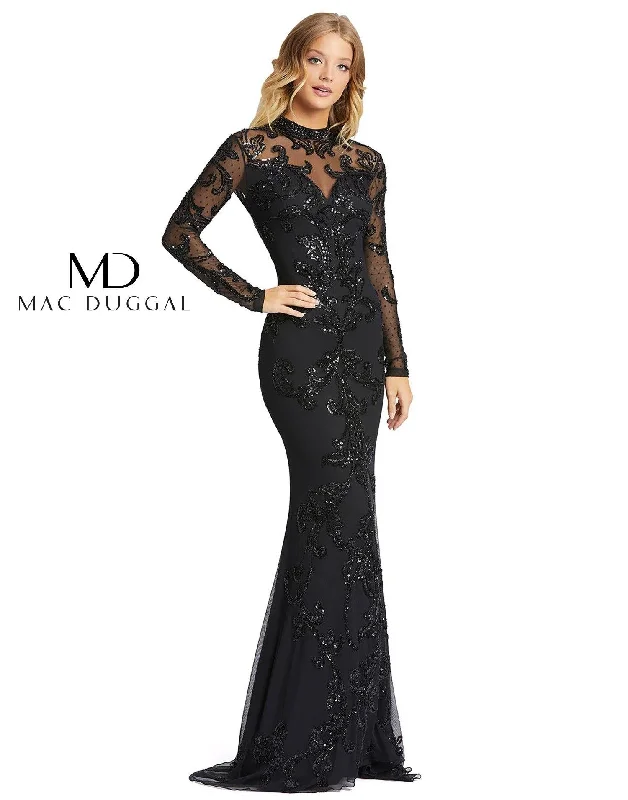 Mac Duggal Long Sleeve Formal Evening Lace Dress