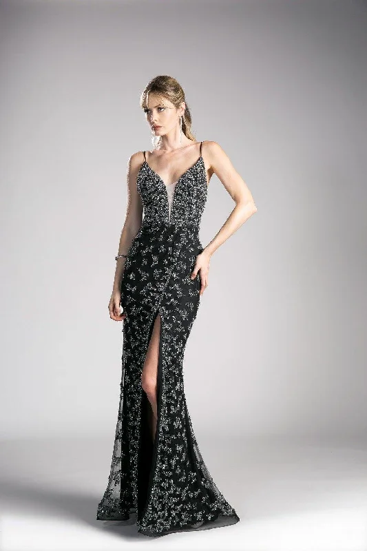 Cinderella Divine CZ0012 Prom Long Formal Black Dress